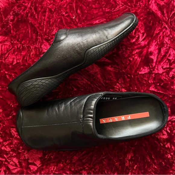 Vintage PRADA Genuine Leather Mule Clogs - Picture 1 of 12